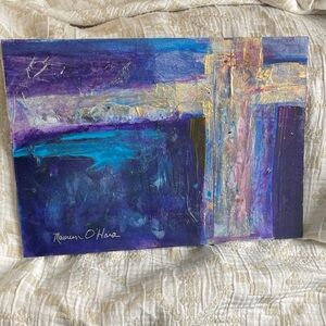 Abstract Cross Mixed-Media Wall Art in Purple and Teal